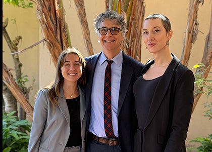 Left to right: Michaela Firmage ’25, clinic co-instructor Daniel Greenfield, and Sylvia Lydon ’25 teamed up on Avila v. Felder.