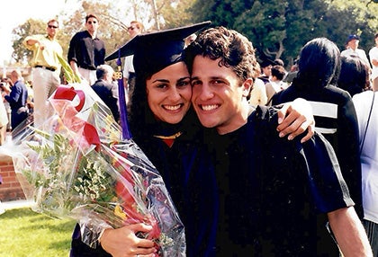 Carolyn Yashari Becher '98 (left) and Robert Becher '97 (right) at Carolyn's law school graduation.