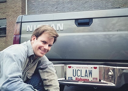 Greg Smith ’89 proudly displays his personalized Alabama license plate