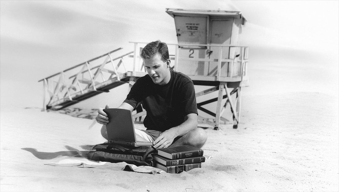 UCLA Law student studying at the beach