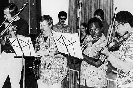 Members of the UCLA Law faculty playing in a band