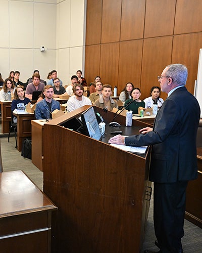 A. Barry Cappello speaking to UCLA Law students