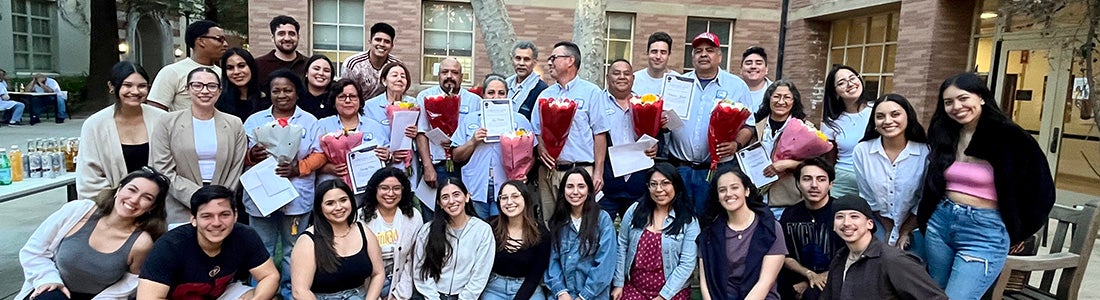 Members of the Latine Law Students Association and the UCLA custodial staff