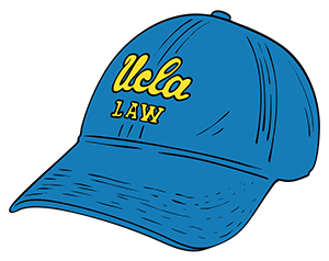 Illustration of a UCLA Law baseball cap