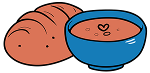 Illustration of bread and soup