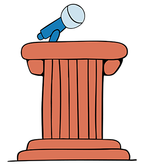 Illustration of a microphone on a lectern