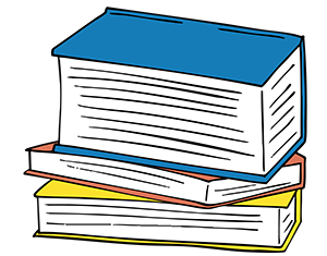 Illustration of a stack of books