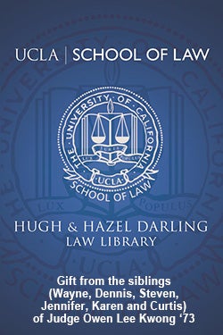 Bookplate enscribed with UCLA School of Law; Hugh & Hazel Darling Law Library; and, Gift from the siblings (Wayne, Dennis, Steven, Jennifer, Karen and Curtis) of Judge Owen Lee Kwong '73