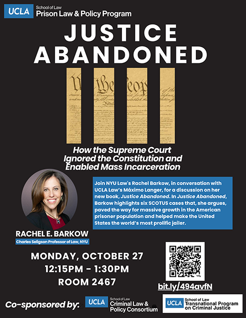 Flyer for Rachel barkow Book Talk
