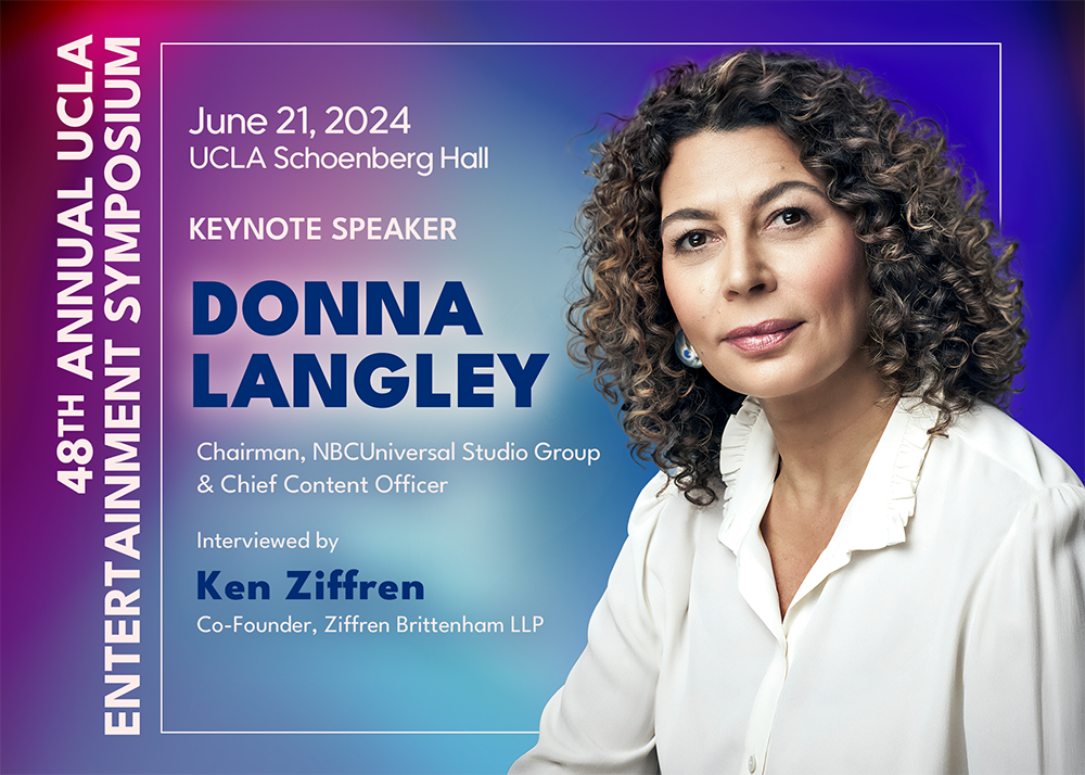 2024 UCLA Entertainment Symposium flyer featuring a photo of Donna Langley
