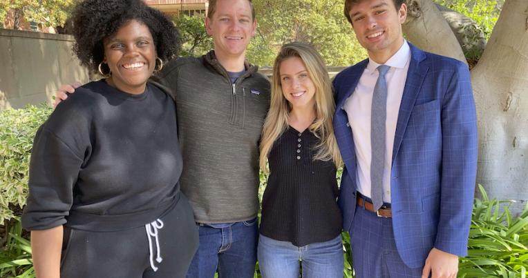UCLA Law trial team members Regina Campbell ’23, Will Lorenzen ’23, Natalie Garson ’22, and Stephen Johnson ’22.