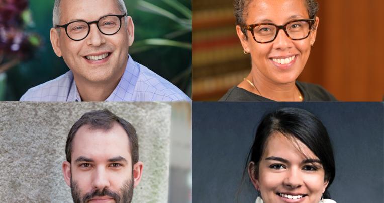 Clockwise from top left: Richard L. Hasen, Fanna Gamal, Lauren van Schilfgaarde, and Aaron Littman.