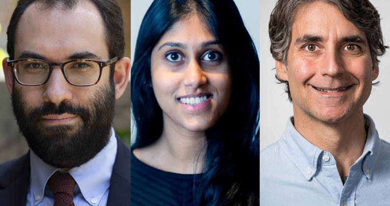 From left: Aaron Littman, Megha Ram, and Daniel Greenfield