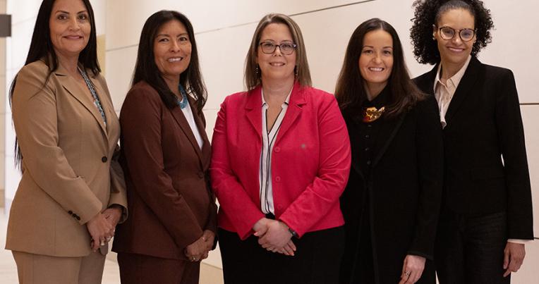 L- R: Judge Sunshine S. Sykes, Judge Diane J. Humetewa, Judge Sara E. Hill, Judge Lauren J. King, Judge Ada E. Brown. Photo: Maiz Connolly