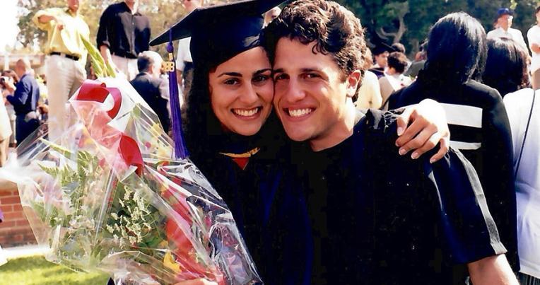 Carolyn Yashari Becher '98 (left) and Robert Becher '97 (right) at Carolyn's law school graduation.