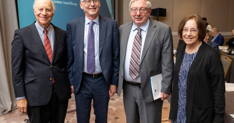 (L-R): ALI president emeritus David F. Levi, project reporters Richard L. Hasen and Douglas Laycock, and ALI director Diane P. Wood celebrate the approval of the Restatement of the Law Third, Torts: Remedies.