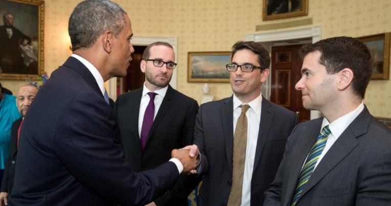 President Barack Obama greeting Brad Sears