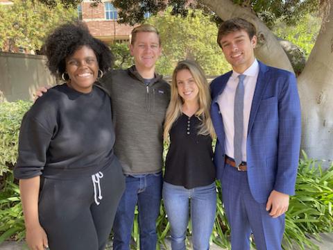 UCLA Law trial team members Regina Campbell ’23, Will Lorenzen ’23, Natalie Garson ’22, and Stephen Johnson ’22.