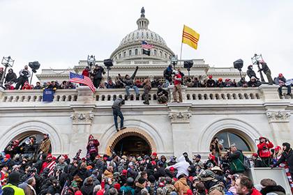 Rioters at the January 6, 2021 insurrection at the US Capitol Building