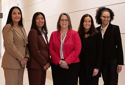 L- R: Judge Sunshine S. Sykes, Judge Diane J. Humetewa, Judge Sara E. Hill, Judge Lauren J. King, Judge Ada E. Brown. Photo: Maiz Connolly
