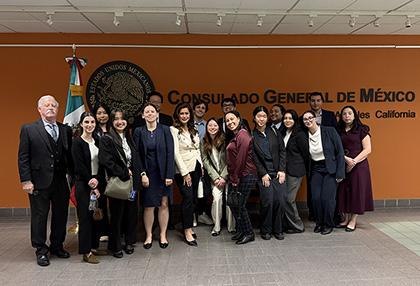 Peter Reich, far left, with UCLA Law students at the Mexican consulate in Los Angeles.