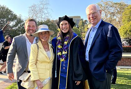 Distinguished UCLA Law alumni Judge Kim McLane Wardlaw ’79, her husband, William Wardlaw ’72, and their children, Billy Wardlaw ’19 and Katie Wardlaw ’23.