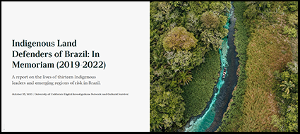 Main page of the web report Indigenous Land Defenders of Brazil: In Memoriam (2019-2022)