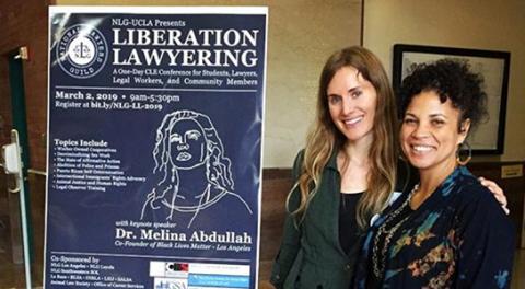 Kath Rogers, executive director of the National Lawyers Guild Los Angeles chapter, with Melina Abdullah, Cal State Los Angeles professor and founder of Los Angeles Black Lives Matter.