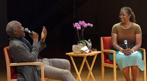 Actor and activist Danny Glover with state Sen. Holly Mitchell (D-Los Angeles).