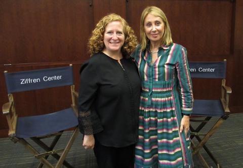 UCLA Law Dean Jennifer L. Mnookin (left) and distinguished alumna Stacey Snider ’85