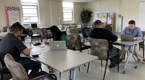 UCLA Law students work with veterans at the ticket-clearing clinic in September.