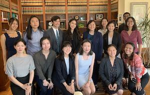 APILSA members join Ninth Circuit Judge Jacqueline Nguyen ’91 in her chambers in October 2019.